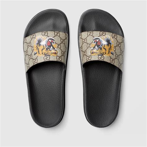 black tiger gucci slides|Gucci tiger slide goat.